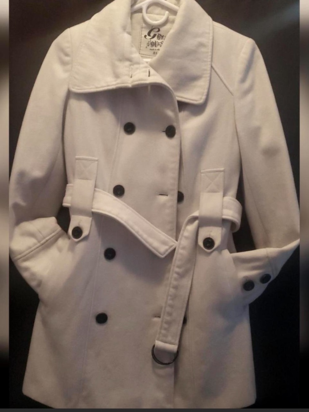 G by GUESS white trench coat with belt